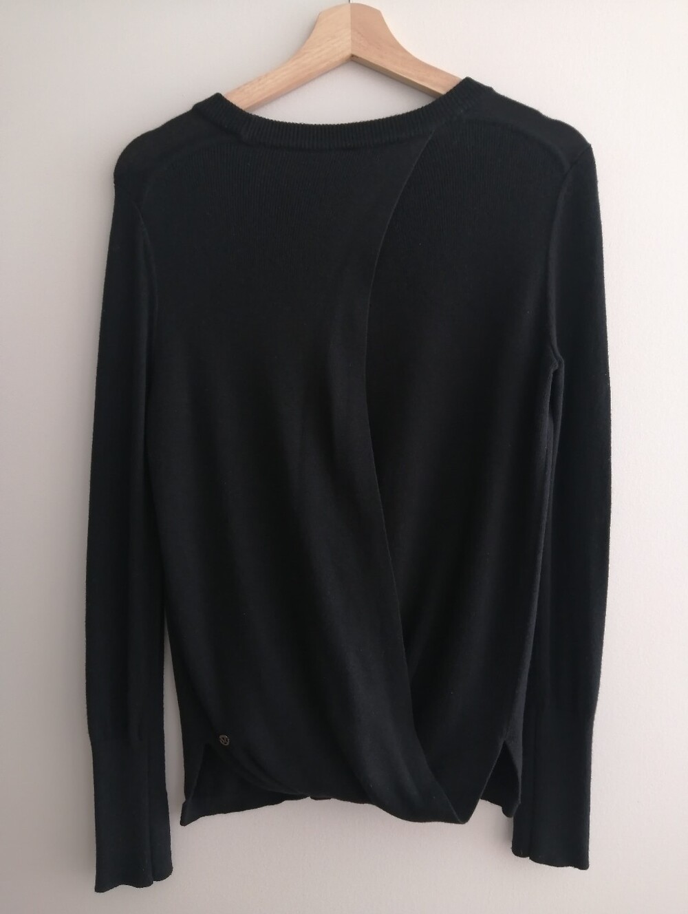 Lululemon Bring It Backbend Sweater Crossover Open Back Black Knit Medium